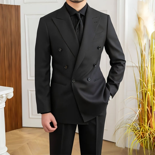 Suit of texture Black Plaid Commute Leisure, Business